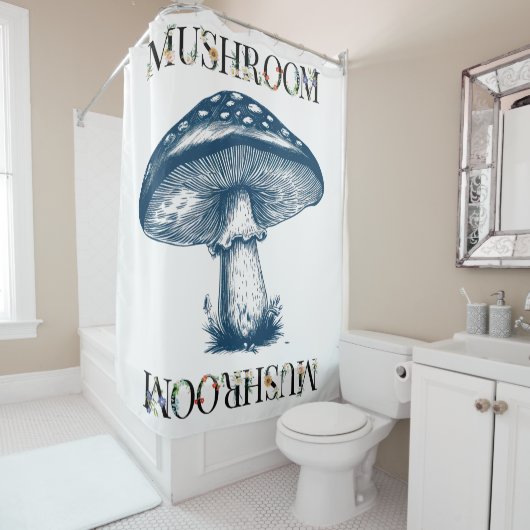 Rideaux De Douche Dessin antique du champignon (En situation)