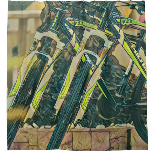 Rideaux De Douche dessin cool à vélo (Devant)