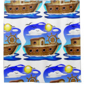 Rideaux De Douche Dessin de bateau de pêche (Devant)