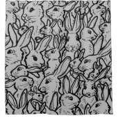 Rideaux De Douche Dessin de la partie lapin gris artistique (Devant)