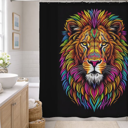 Rideaux De Douche Dessin de lion coloré