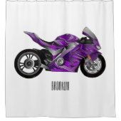 Rideaux De Douche Dessin de moto de sport violet (Devant)
