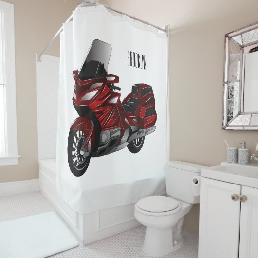 Rideaux De Douche Dessin de moto de tourisme (En situation)