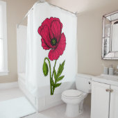 Rideaux De Douche Dessin de pavot rouge (En situation)