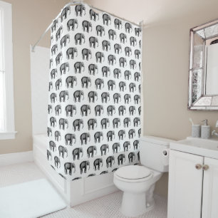 Rideaux De Douche Dessin d'éléphant vintage