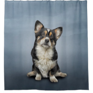 Rideaux De Douche Dessin Dog Welsh Corgi noir