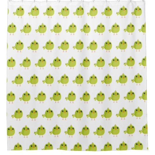Rideaux De Douche Dessin d'oiseau vert (Devant)