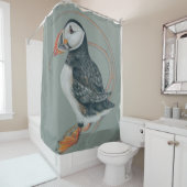 Rideaux De Douche Dessin d'Oiseaux de Puffin de l'Atlantique (En situation)
