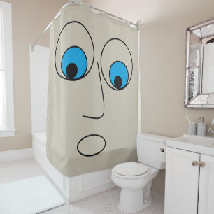 Rideaux De Douche Dessin effrayé de visage d'homme hilare