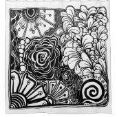 Rideaux De Douche Dessin Floral Zen Noir Et Blanc (Devant)