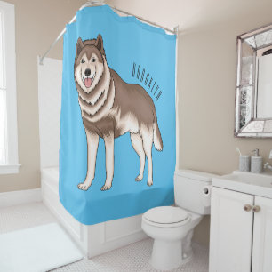 Rideaux De Douche dessin humoristique sibérien husky