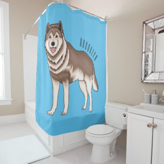 Rideaux De Douche dessin humoristique sibérien husky (En situation)