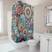 Rideaux De Douche Dessin pastel design complexe bohème (En situation)