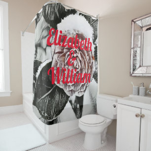 Rideaux De Douche Dessin Rose de neige congelée