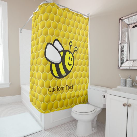 Rideaux De Douche Dessin sur les abeilles (En situation)