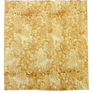 Rideaux De Douche Détail en dentelle d'or, tissu.