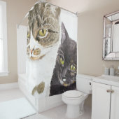 Rideaux De Douche Deux chats - tabby et tortie (En situation)