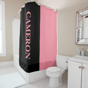 Rideaux De Douche Deux couleurs tendance   Nom   Noir et rose saumon