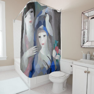 Rideaux De Douche Deux dame et une colombe, Marie Laurencin