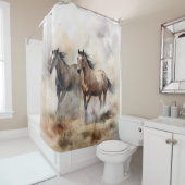 Rideaux De Douche "Deux moutardes sauvages" Aquarelle occidentale Du (En situation)