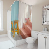 Rideaux De Douche Deux tabourets de bar en bois jaune (En situation)