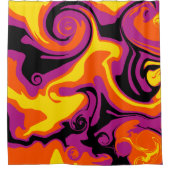 Rideaux De Douche Déversement - orange, noir, rose et jaune (Devant)