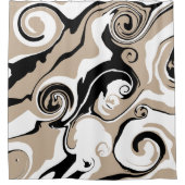 Rideaux De Douche Déversement - Taupe, noir et blanc (Devant)