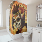 Rideaux De Douche Dia De Los Muertos Throw Pillow (En situation)