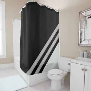 Rideaux De Douche Diagonale géométrique moderne noir