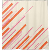 Rideaux De Douche Diagonales - rose, orange et crème (Devant)