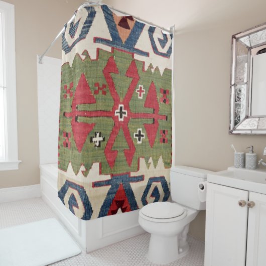 Rideaux De Douche Diamant Arrow Konya Blue Green Cowboy  (En situation)