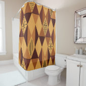 Rideaux De Douche Diamants d'art de l'ère atomique Ochre Maroon (En situation)