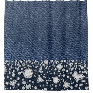 Rideaux De Douche Diamants de denim de jean bleu glamour tendance Bl