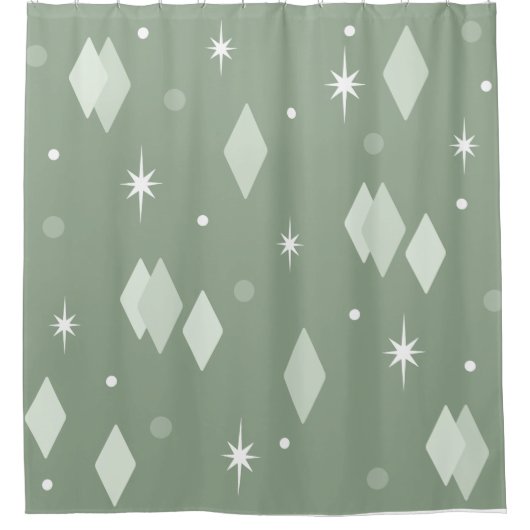 Rideaux De Douche Diamants de l'âge de l'espace Sage vert (Devant)