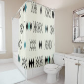 Rideaux De Douche Diamants de l'ère atomique rétro Motif Turquoise (En situation)