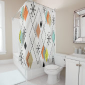 Rideaux De Douche Diamants épars modernes du milieu du siècle (En situation)