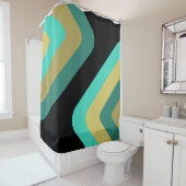 Rideaux De Douche Diamants géants rétro Turquoise Gold (En situation)