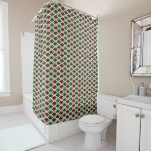 Rideaux De Douche Diamants graphiques élégants Gemmes rouges verte