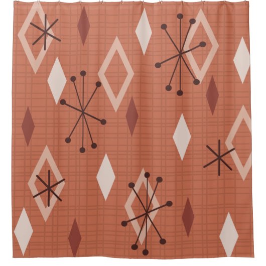 Rideaux De Douche Diamants modernes du milieu du siècle Orange (Devant)
