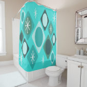 Rideaux De Douche Diamants Ovales Starbursts Turquoise (En situation)