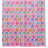 Rideaux De Douche Diamond Heart Aquarelle Motif Fille mignonne rose (Devant)