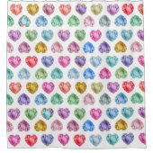 Rideaux De Douche Diamond Heart Aquarelle Motif mignon Pastel Girly (Devant)