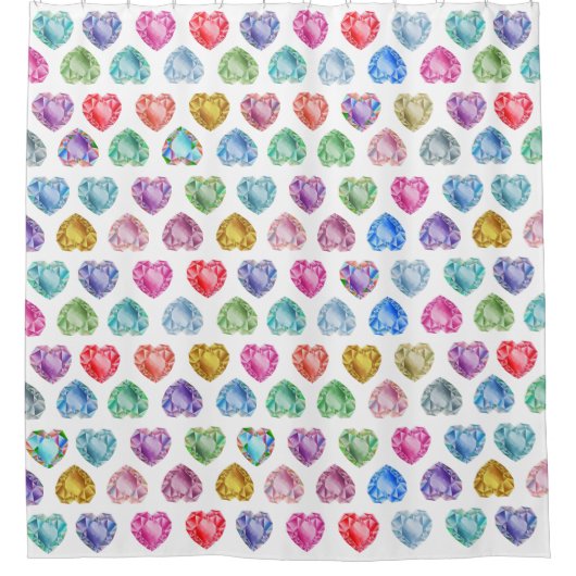 Rideaux De Douche Diamond Heart Aquarelle Motif mignon Pastel Girly (Devant)