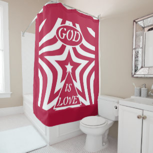 Rideaux De Douche Dieu Fêtard est une Étoile d'Amour Rouge & Blanc N