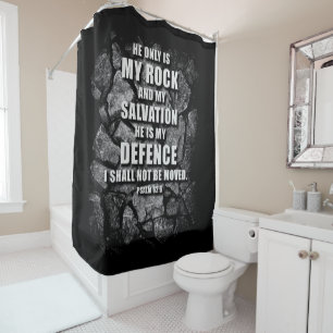 Rideaux De Douche DIEU Mon Rocher & Salut - Foi chrétienne Verse