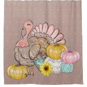 Rideaux De Douche Dîner d'action de grâces dinde Turquie Citrouilles (Devant)