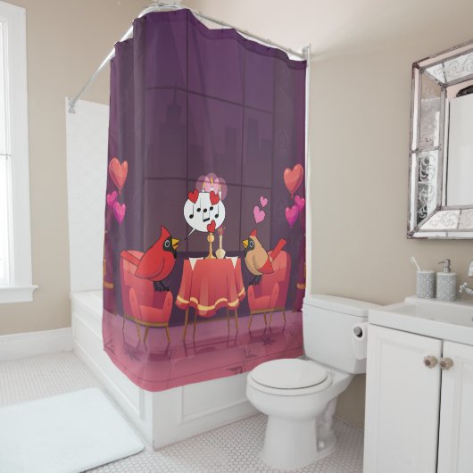 Rideaux De Douche Dîner de la Cardinal rouge (En situation)