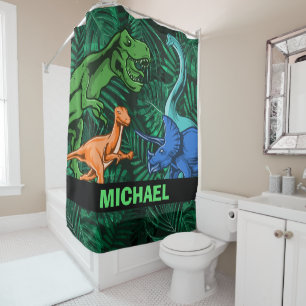Rideaux De Douche Dinosaur Enfants Dino Jurassic Trex Boy Personnali