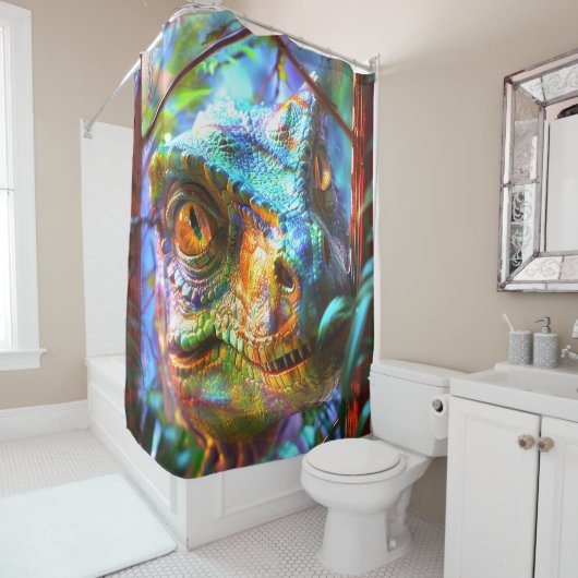 Rideaux De Douche Dinosaure (En situation)