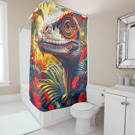 Rideaux De Douche Dinosaure (En situation)